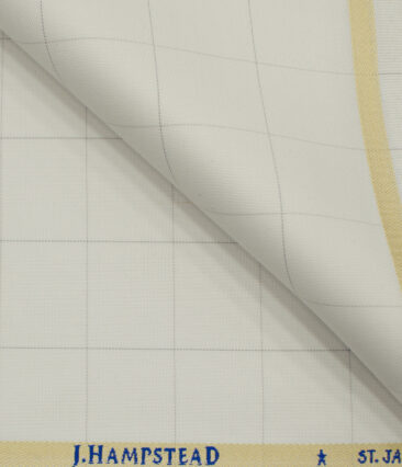 J.Hampstead Men's Polyester Viscose Structured 3.75 Meter Unstitched Suiting Fabric (Cream)