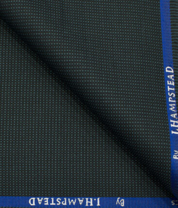 J.Hampstead Men's Polyester Viscose Structured 3.75 Meter Unstitched Suiting Fabric (Dark Sea Green)