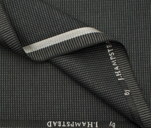J.Hampstead Men's Polyester Viscose Structured 3.75 Meter Unstitched Suiting Fabric (Dark Grey)