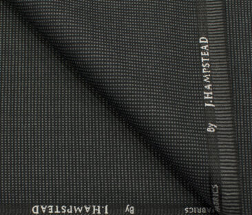 J.Hampstead Men's Polyester Viscose Structured 3.75 Meter Unstitched Suiting Fabric (Dark Grey)