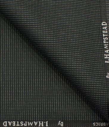 J.Hampstead Men's Polyester Viscose Structured 3.75 Meter Unstitched Suiting Fabric (Dark Grey)