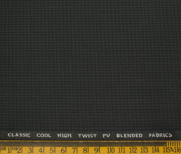 J.Hampstead Men's Polyester Viscose Checks 3.75 Meter Unstitched Suiting Fabric (Dark Grey )
