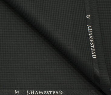 J.Hampstead Men's Polyester Viscose Checks 3.75 Meter Unstitched Suiting Fabric (Dark Grey )