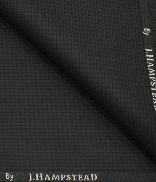 J.Hampstead Men's Polyester Viscose Checks 3.75 Meter Unstitched Suiting Fabric (Dark Grey )