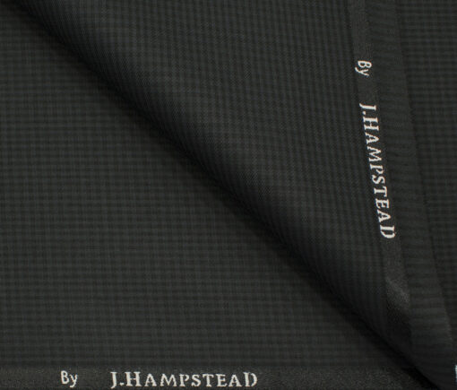 J.Hampstead Men's Polyester Viscose Checks 3.75 Meter Unstitched Suiting Fabric (Dark Grey )