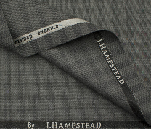J.Hampstead Men's Polyester Viscose Checks 3.75 Meter Unstitched Suiting Fabric (Light Grey)