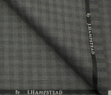 J.Hampstead Men's Polyester Viscose Checks 3.75 Meter Unstitched Suiting Fabric (Light Grey)