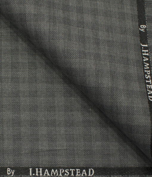 J.Hampstead Men's Polyester Viscose Checks 3.75 Meter Unstitched Suiting Fabric (Light Grey)