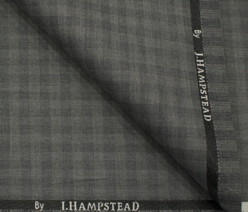 J.Hampstead Men's Polyester Viscose Checks 3.75 Meter Unstitched Suiting Fabric (Light Grey)