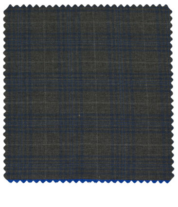 J.Hampstead Men's Polyester Viscose Checks 3.75 Meter Unstitched Suiting Fabric (Grey)