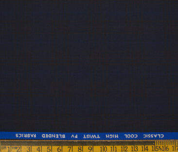 J.Hampstead Men's Polyester Viscose Checks 3.75 Meter Unstitched Suiting Fabric (Dark Blue)