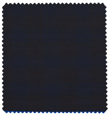 J.Hampstead Men's Polyester Viscose Checks 3.75 Meter Unstitched Suiting Fabric (Dark Blue)