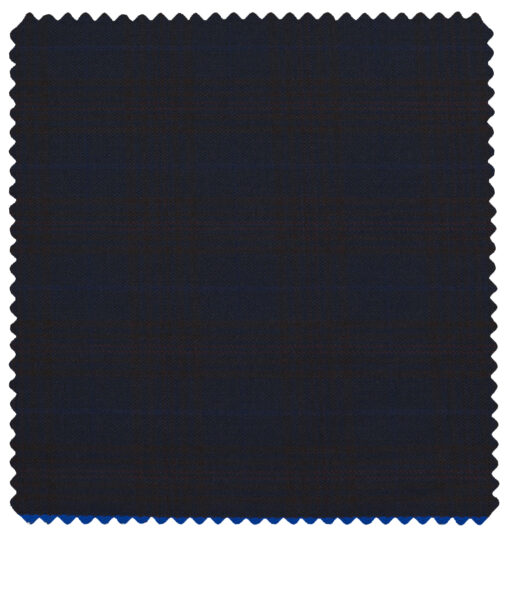 J.Hampstead Men's Polyester Viscose Checks 3.75 Meter Unstitched Suiting Fabric (Dark Blue)