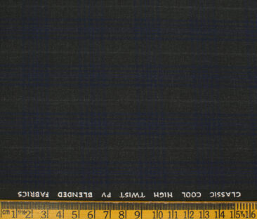 J.Hampstead Men's Polyester Viscose Checks 3.75 Meter Unstitched Suiting Fabric (Dark Grey)