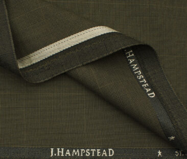 J.Hampstead Men's Polyester Viscose Checks 3.75 Meter Unstitched Suiting Fabric (Medium Brown)
