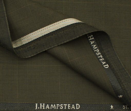 J.Hampstead Men's Polyester Viscose Checks 3.75 Meter Unstitched Suiting Fabric (Medium Brown)