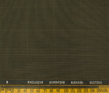 J.Hampstead Men's Polyester Viscose Checks 3.75 Meter Unstitched Suiting Fabric (Medium Brown)