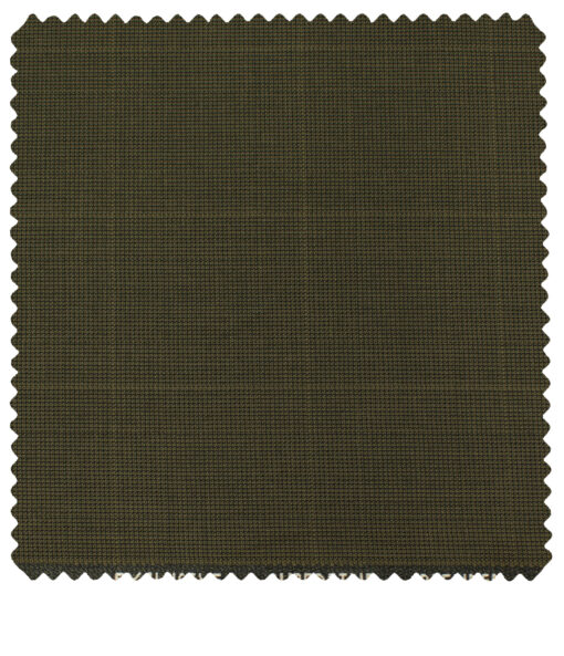 J.Hampstead Men's Polyester Viscose Checks 3.75 Meter Unstitched Suiting Fabric (Medium Brown)
