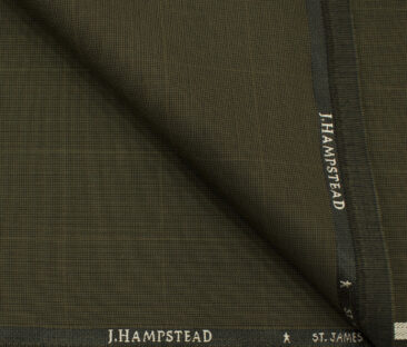 J.Hampstead Men's Polyester Viscose Checks 3.75 Meter Unstitched Suiting Fabric (Medium Brown)