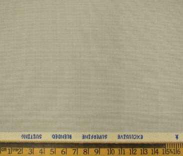 J.Hampstead Men's Polyester Viscose Checks 3.75 Meter Unstitched Suiting Fabric (Buttermilk Beige)