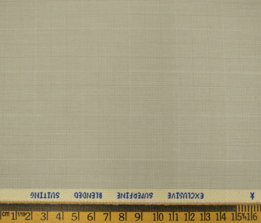 J.Hampstead Men's Polyester Viscose Checks 3.75 Meter Unstitched Suiting Fabric (Buttermilk Beige)