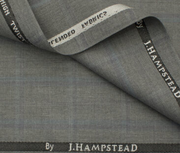 J.Hampstead Men's Polyester Viscose Checks 3.75 Meter Unstitched Suiting Fabric (Light Grey)
