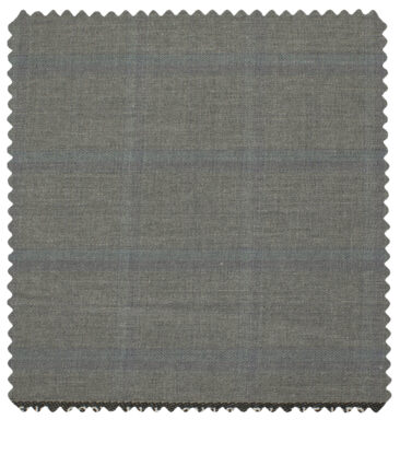 J.Hampstead Men's Polyester Viscose Checks 3.75 Meter Unstitched Suiting Fabric (Light Grey)