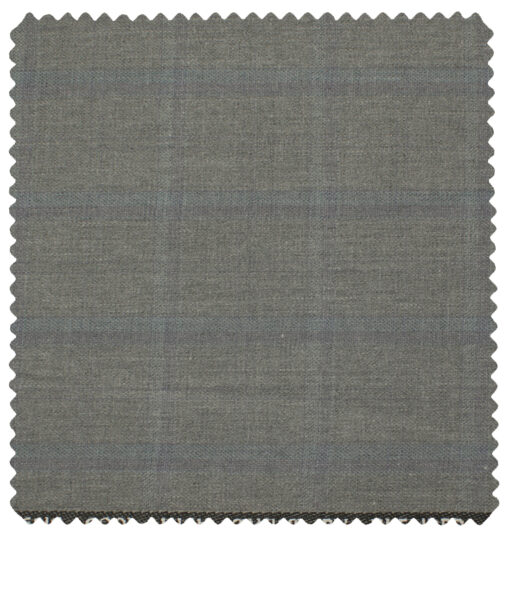J.Hampstead Men's Polyester Viscose Checks 3.75 Meter Unstitched Suiting Fabric (Light Grey)
