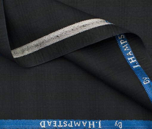 J.Hampstead Men's Polyester Viscose Checks 3.75 Meter Unstitched Suiting Fabric (Blackish Grey)