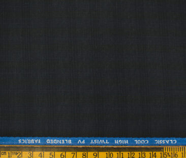J.Hampstead Men's Polyester Viscose Checks 3.75 Meter Unstitched Suiting Fabric (Blackish Grey)
