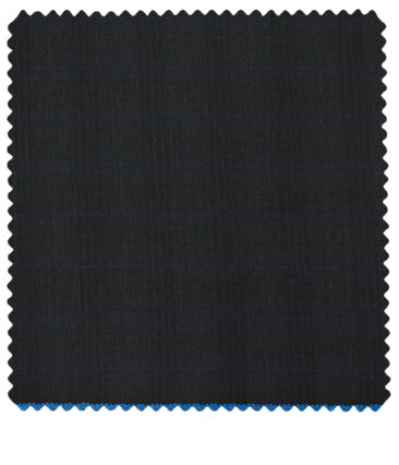 J.Hampstead Men's Polyester Viscose Checks 3.75 Meter Unstitched Suiting Fabric (Blackish Grey)