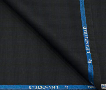 J.Hampstead Men's Polyester Viscose Checks 3.75 Meter Unstitched Suiting Fabric (Blackish Grey)