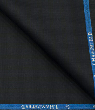 J.Hampstead Men's Polyester Viscose Checks 3.75 Meter Unstitched Suiting Fabric (Blackish Grey)