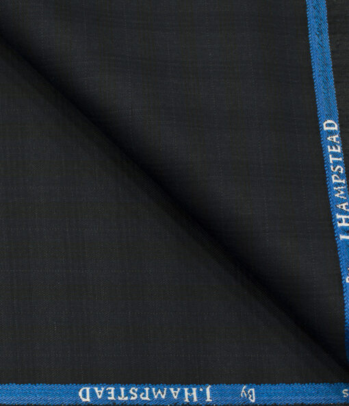 J.Hampstead Men's Polyester Viscose Checks 3.75 Meter Unstitched Suiting Fabric (Blackish Grey)