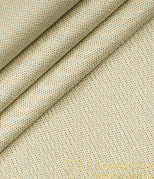 J.Hampstead Men's Cotton Structured  Unstitched Trouser Fabric (Beige)