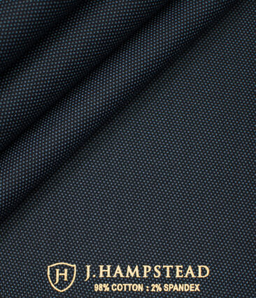 J.Hampstead Men's Cotton Structured  Unstitched Trouser Fabric (Dark Blue)