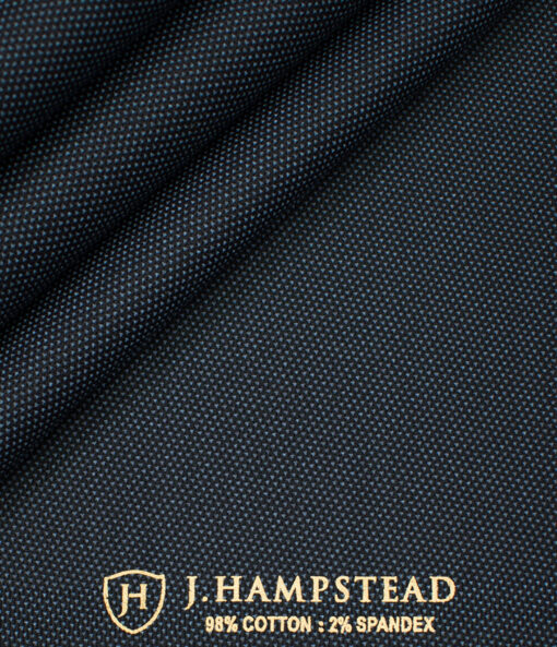J.Hampstead Men's Cotton Structured  Unstitched Trouser Fabric (Dark Blue)