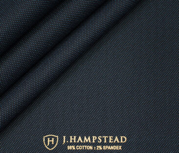J.Hampstead Men's Cotton Structured  Unstitched Trouser Fabric (Dark Blue)