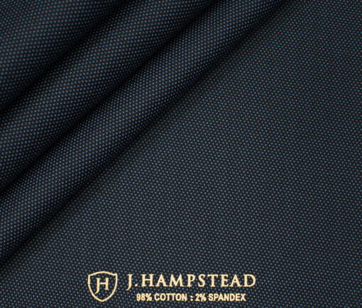 J.Hampstead Men's Cotton Structured  Unstitched Trouser Fabric (Dark Blue)