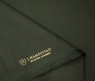 J.Hampstead Men's Cotton Structured  Unstitched Trouser Fabric (Green)