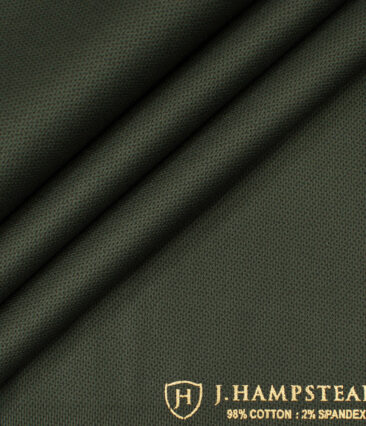 J.Hampstead Men's Cotton Structured  Unstitched Trouser Fabric (Green)