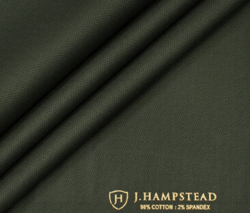 J.Hampstead Men's Cotton Structured  Unstitched Trouser Fabric (Green)