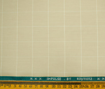 Raymond Men's Polyester Viscose Checks  Unstitched Suiting Fabric (Buttermilk Beige)