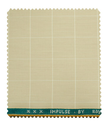 Raymond Men's Polyester Viscose Checks  Unstitched Suiting Fabric (Buttermilk Beige)