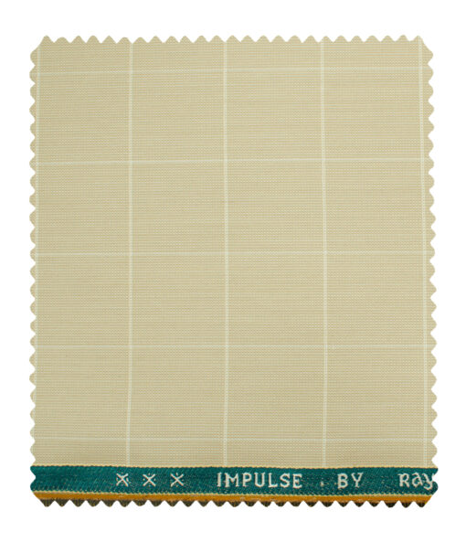Raymond Men's Polyester Viscose Checks  Unstitched Suiting Fabric (Buttermilk Beige)