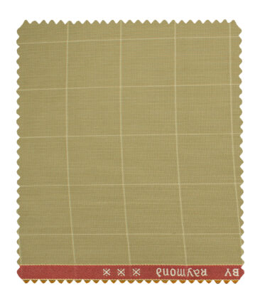 Raymond Men's Polyester Viscose Checks  Unstitched Suiting Fabric (Beige)