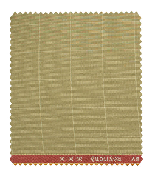 Raymond Men's Polyester Viscose Checks  Unstitched Suiting Fabric (Beige)