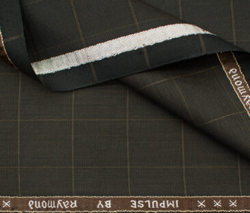 Raymond Men's Polyester Viscose Checks  Unstitched Suiting Fabric (Dark Brown)