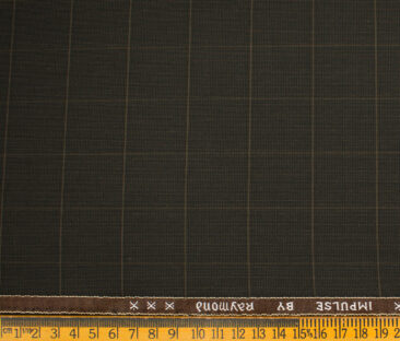 Raymond Men's Polyester Viscose Checks  Unstitched Suiting Fabric (Dark Brown)