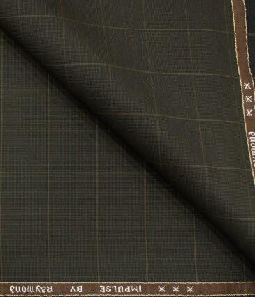 Raymond Men's Polyester Viscose Checks  Unstitched Suiting Fabric (Dark Brown)